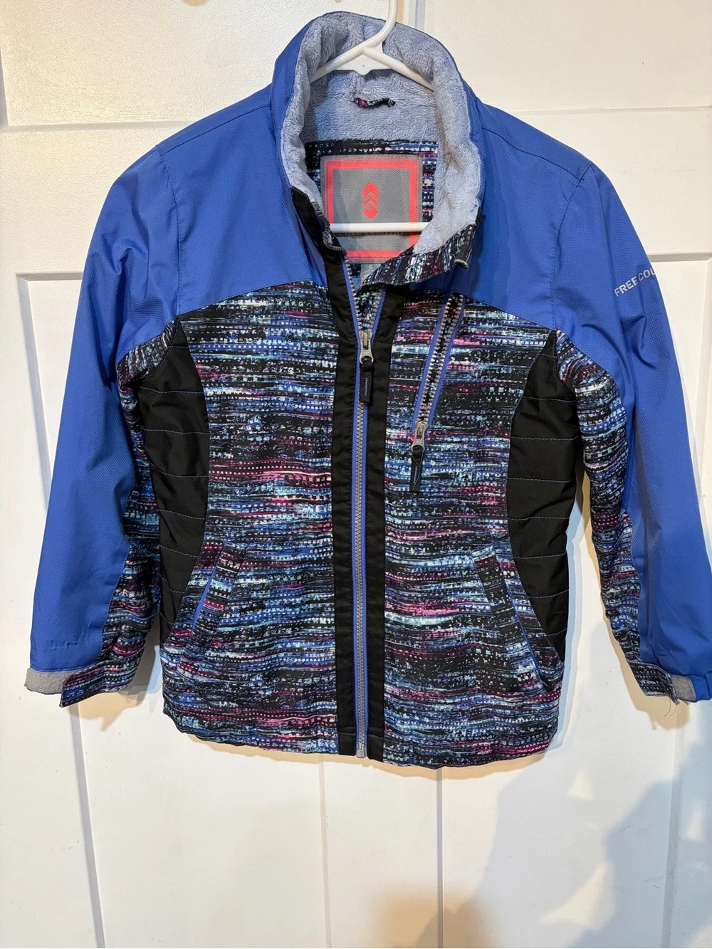 Free Country Blue and Multicolor Pattern Utility Jacket